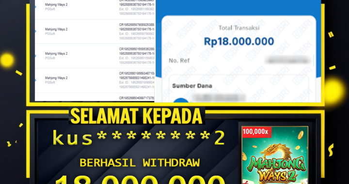 SELAMAT KEPADA ID kus*****2 BERHASIL WITHDRAW Rp. 18.000.000