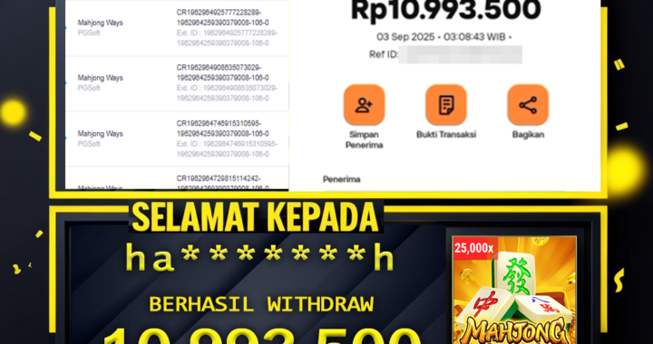 SELAMAT KEPADA ID ha****h BERHASIL WITHDRAW Rp 10.993.500