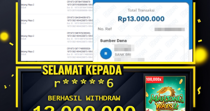 SELAMAT KEPADA ID r****6 BERHASIL WITHDRAW Rp.13.000.000