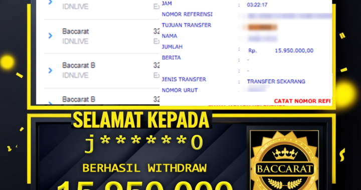 SELAMAT KEPADA ID j****0* BERHASIL WITHDRAW Rp.15.950.000