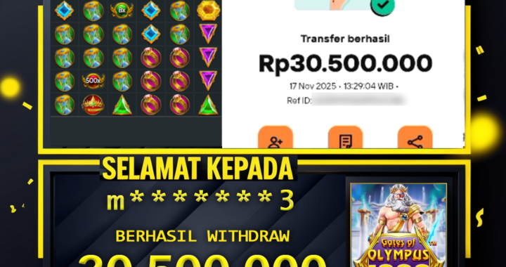 SELAMAT KEPADA ID M*****3 BERHASIL WITHDRAW Rp.30.500.000