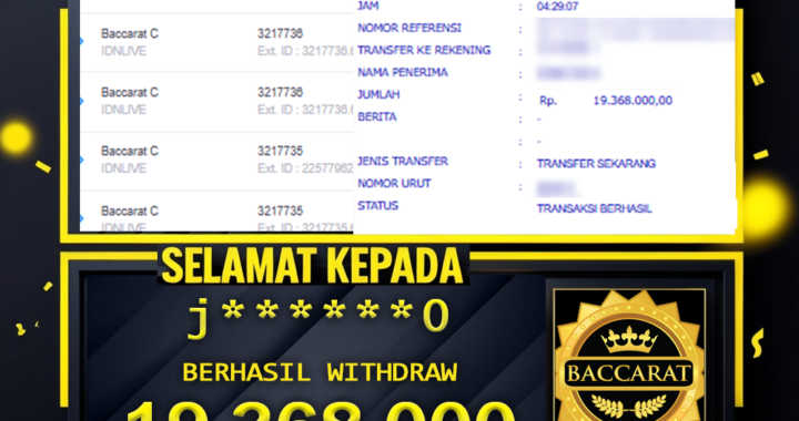 SELAMAT KEPADA ID j*****0 BERHASIL WITHDRAW Rp.19.368.000