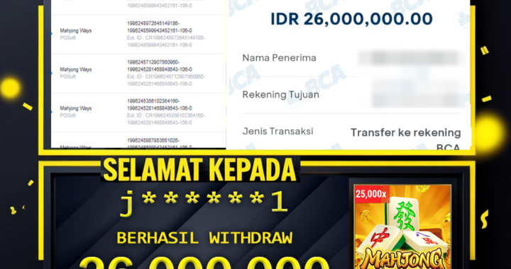 SELAMAT KEPADA ID j*****1 BERHASIL WITHDRAW Rp.26.000.000