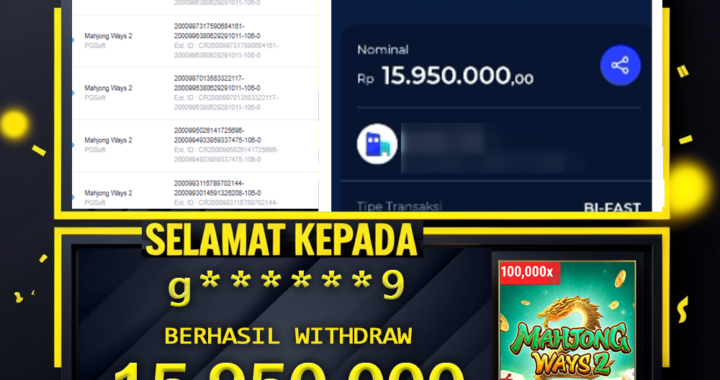 SELAMAT KEPADA ID g****9 BERHASIL WITHDRAW Rp.15.950.000